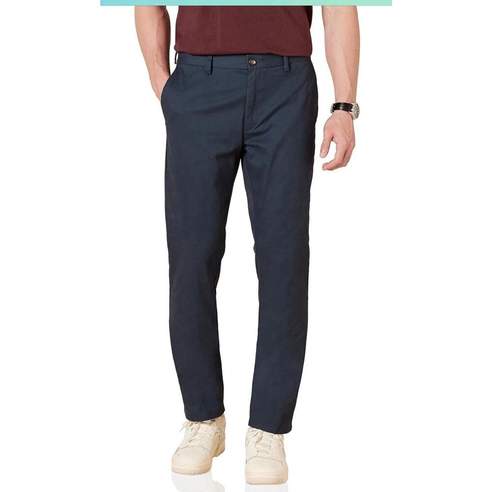 Amazon Essentials Men's Slim-Fit Wrinkle Resistant Flat-Front Chino Navy 42X39